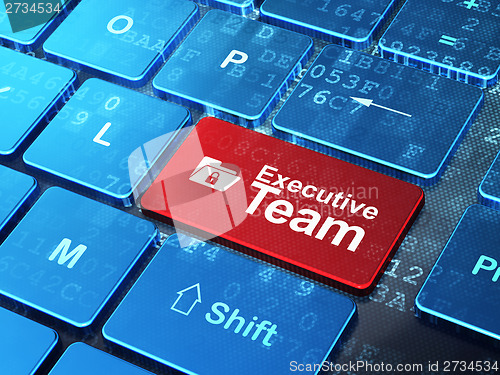 Image of Finance concept: Folder With Lock and Executive Team on computer keyboard background