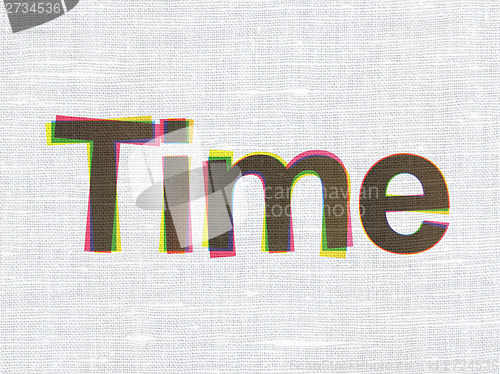 Image of Timeline concept: Time on fabric texture background