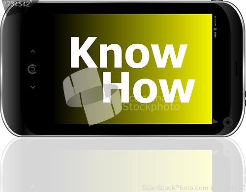 Image of smart phone with know how word