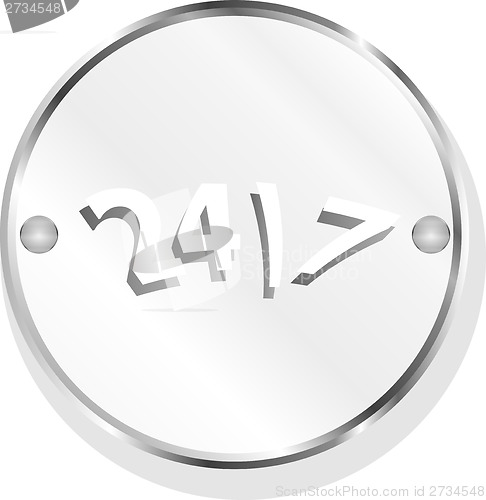 Image of 24 hour button web icon isolated on white