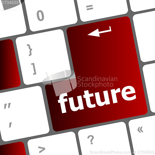 Image of future time concept with key on computer keyboard