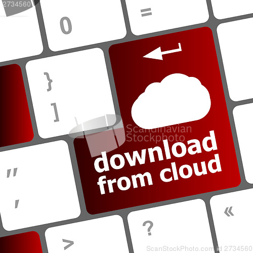 Image of download from cloud, computer keyboard for cloud computing