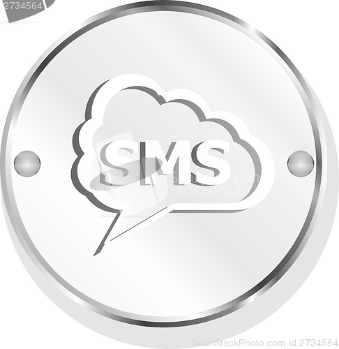 Image of sms glossy web icon isolated on white background