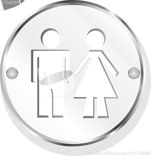 Image of icon toilet button, Man and Woman, isolated on white