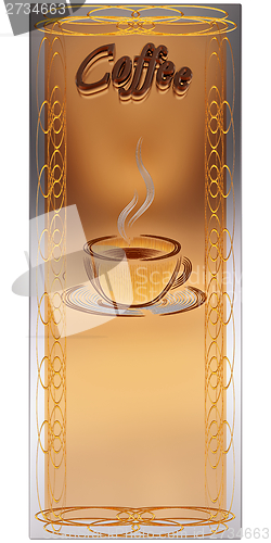Image of 3d template menu with cup of hot coffee drink
