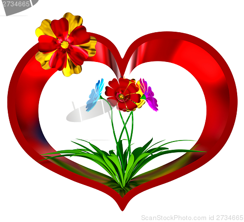 Image of heart with flowers and leaves