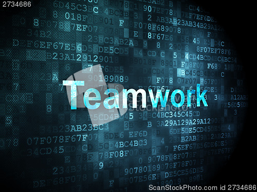 Image of Finance concept: Teamwork on digital background