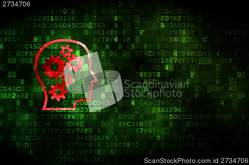 Image of Advertising concept: Head With Gears on digital background