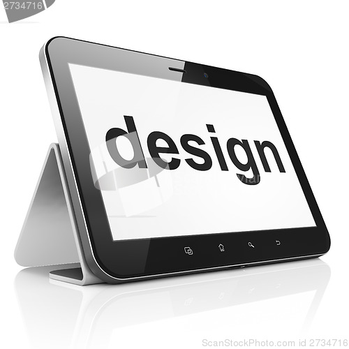 Image of Marketing concept: Design on tablet pc computer