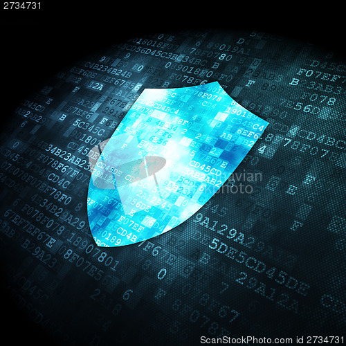 Image of Privacy concept: Shield on digital background