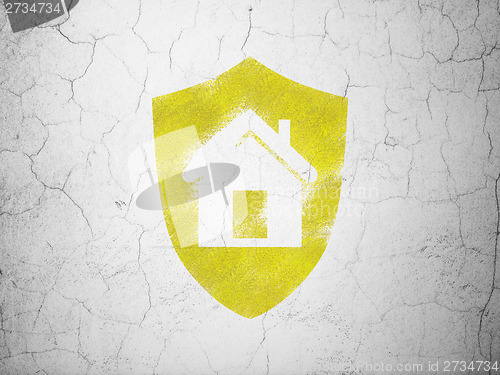 Image of Business concept: Shield on wall background
