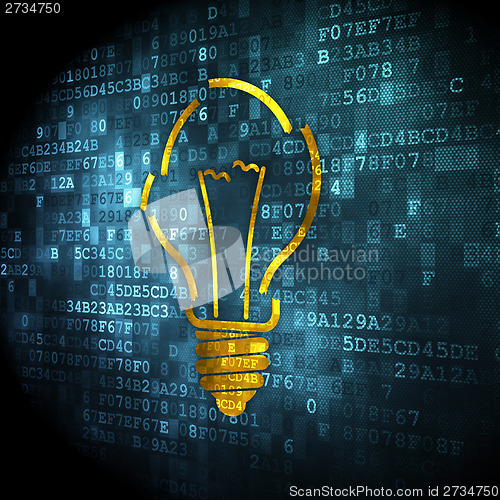 Image of Finance concept: Light Bulb on digital background