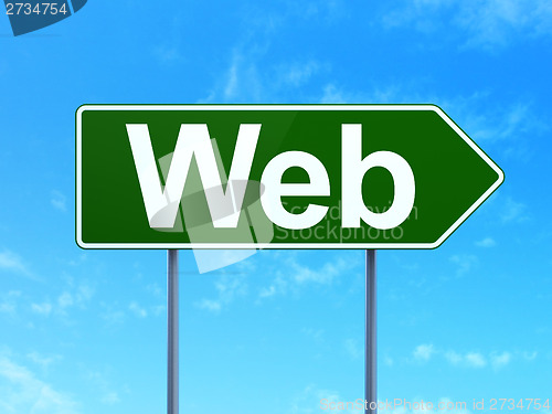 Image of Web design concept: Web on road sign background