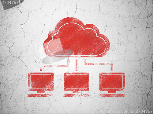 Image of Cloud technology concept: Cloud Network on wall background