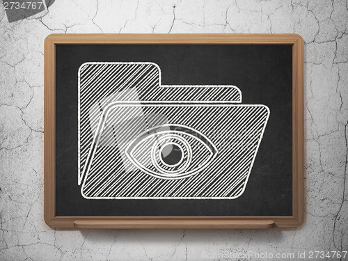 Image of Finance concept: Folder With Eye on chalkboard background