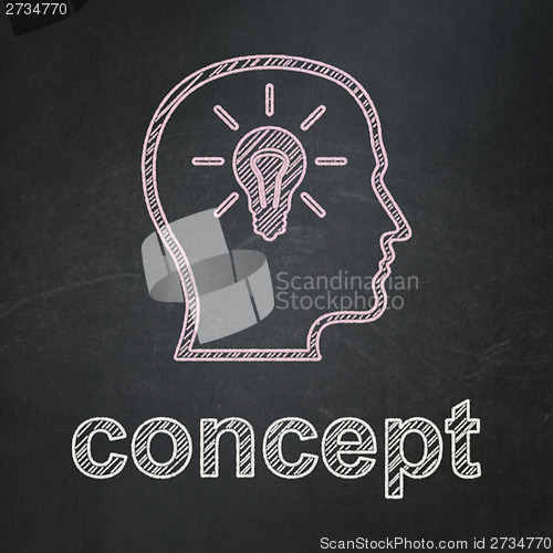 Image of Advertising concept: Head With Lightbulb and Concept