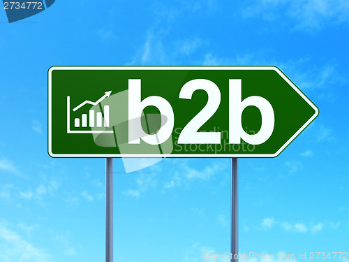 Image of Finance concept: B2b and Growth Graph on road sign background