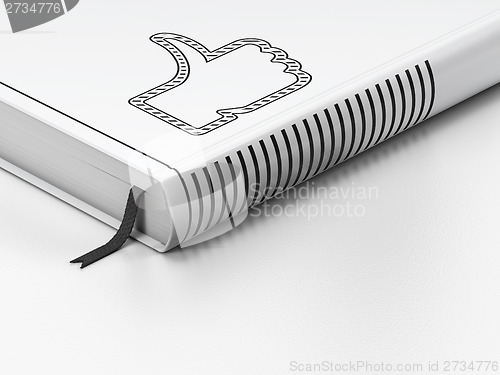 Image of Social network concept: closed book, Thumb Up on white