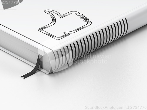 Image of Social network concept: closed book, Thumb Up on white