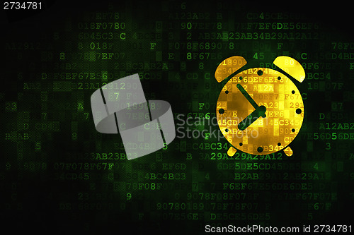 Image of Time concept: Alarm Clock on digital background