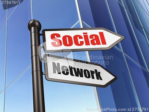 Image of Social network concept: sign Social Network on Building