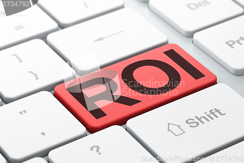 Image of Business concept: ROI on computer keyboard background