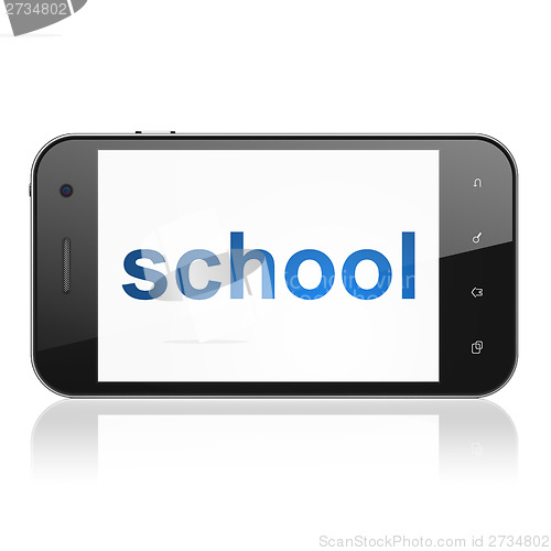 Image of Education concept: School on smartphone