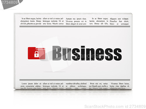 Image of Business concept: newspaper with Business and Folder With Lock