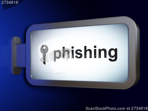 Image of Protection concept: Phishing and Key on billboard background