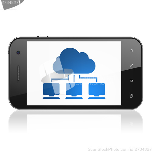 Image of Cloud technology concept: Cloud Network on smartphone