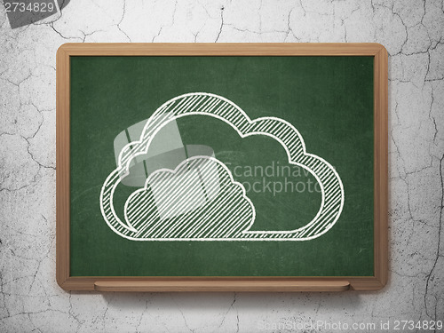 Image of Cloud networking concept: Cloud on chalkboard background