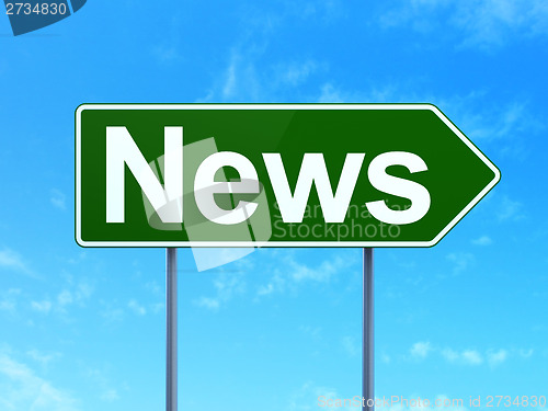 Image of News on road sign background