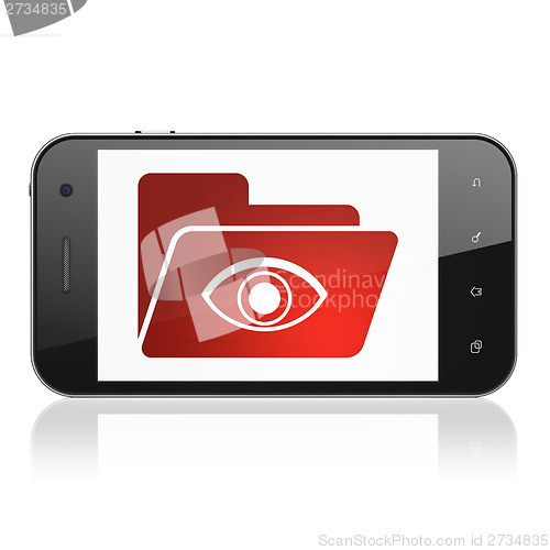 Image of Finance concept: Folder With Eye on smartphone