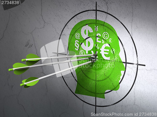 Image of Business concept: arrows in Head With Finance Symbol target