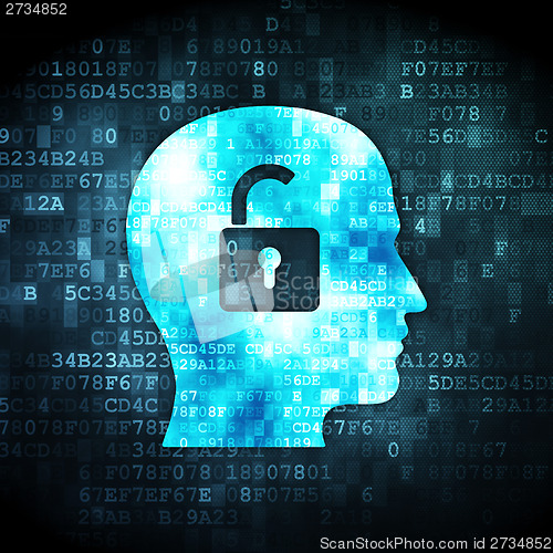 Image of Business concept: Head With Padlock on digital background