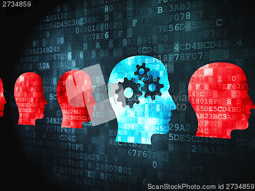 Image of Business concept: Head with Gears on digital background