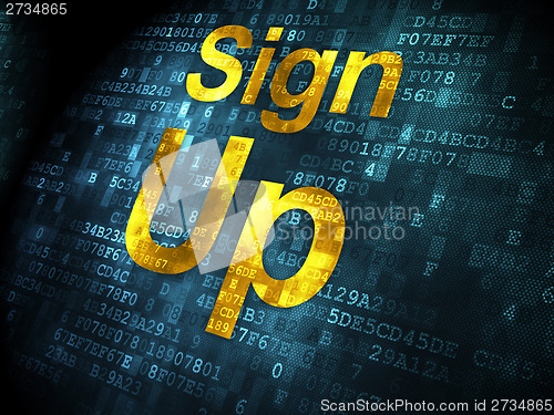 Image of SEO web development concept: Sign Up on digital background