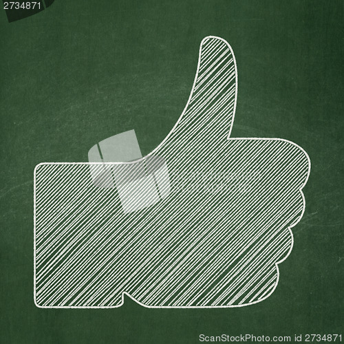 Image of Social media concept: Thumb Up on chalkboard background
