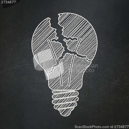Image of Finance concept: Light Bulb on chalkboard background