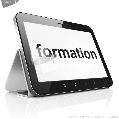 Image of Education concept: Formation on tablet pc computer