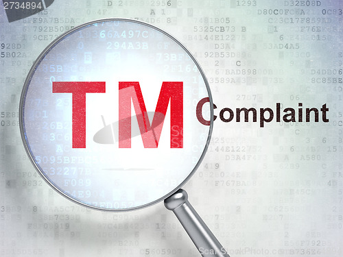 Image of Law concept: Trademark and Complaint with optical glass
