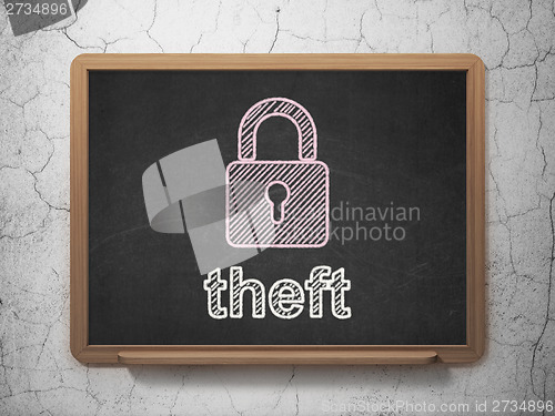 Image of Privacy concept: Closed Padlock and Theft on chalkboard