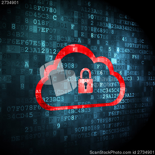 Image of Cloud networking concept: Cloud With Padlock on digital