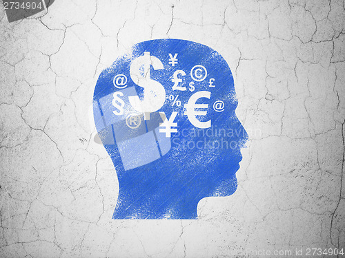 Image of Business concept: Head With Finance Symbol on wall background