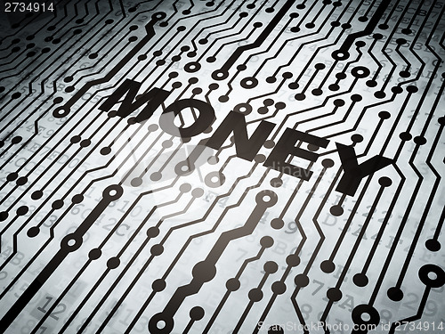 Image of Finance concept: circuit board with Money