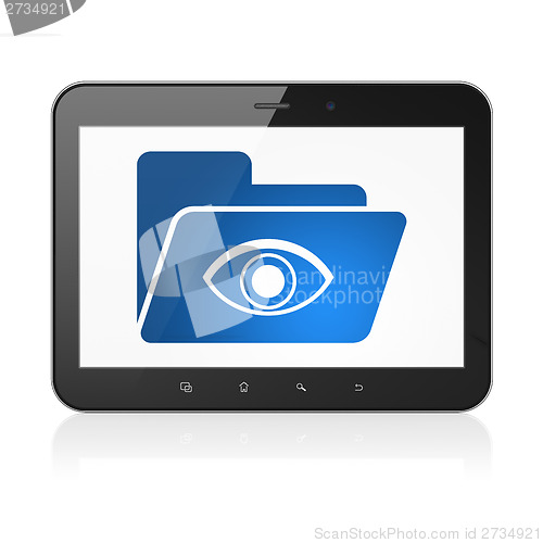 Image of Finance concept: Folder With Eye on tablet pc computer