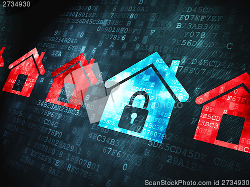 Image of Privacy concept: Home on digital background