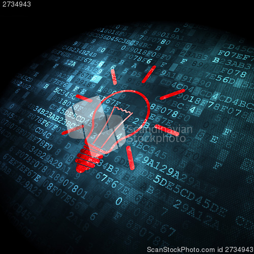 Image of Finance concept: Light Bulb on digital background