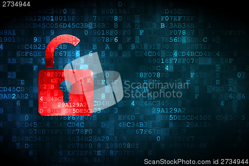 Image of Information concept: Opened Padlock on digital background