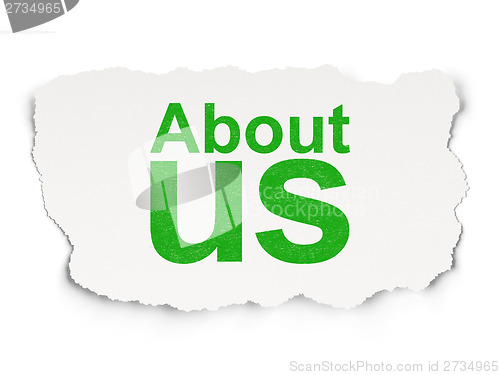 Image of Marketing concept: About Us on Paper background